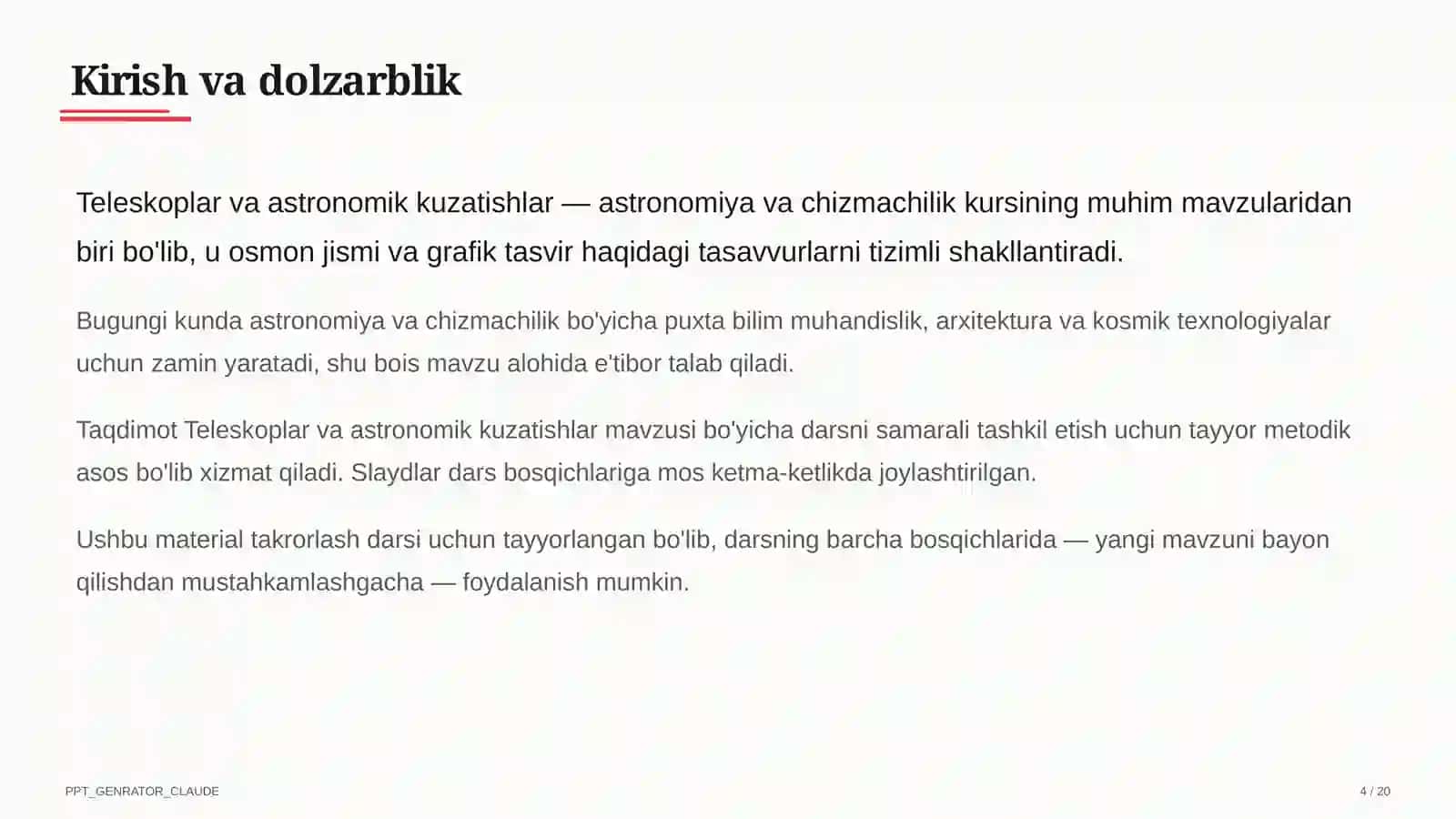 Teleskoplar va astronomik kuzatishlar (10-sinf) 4