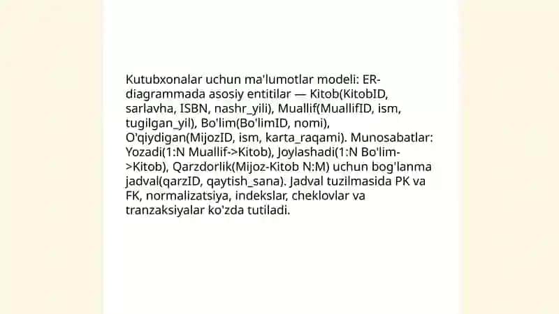 Ma'lumotlar bazasini boshqarish tizimlari 4