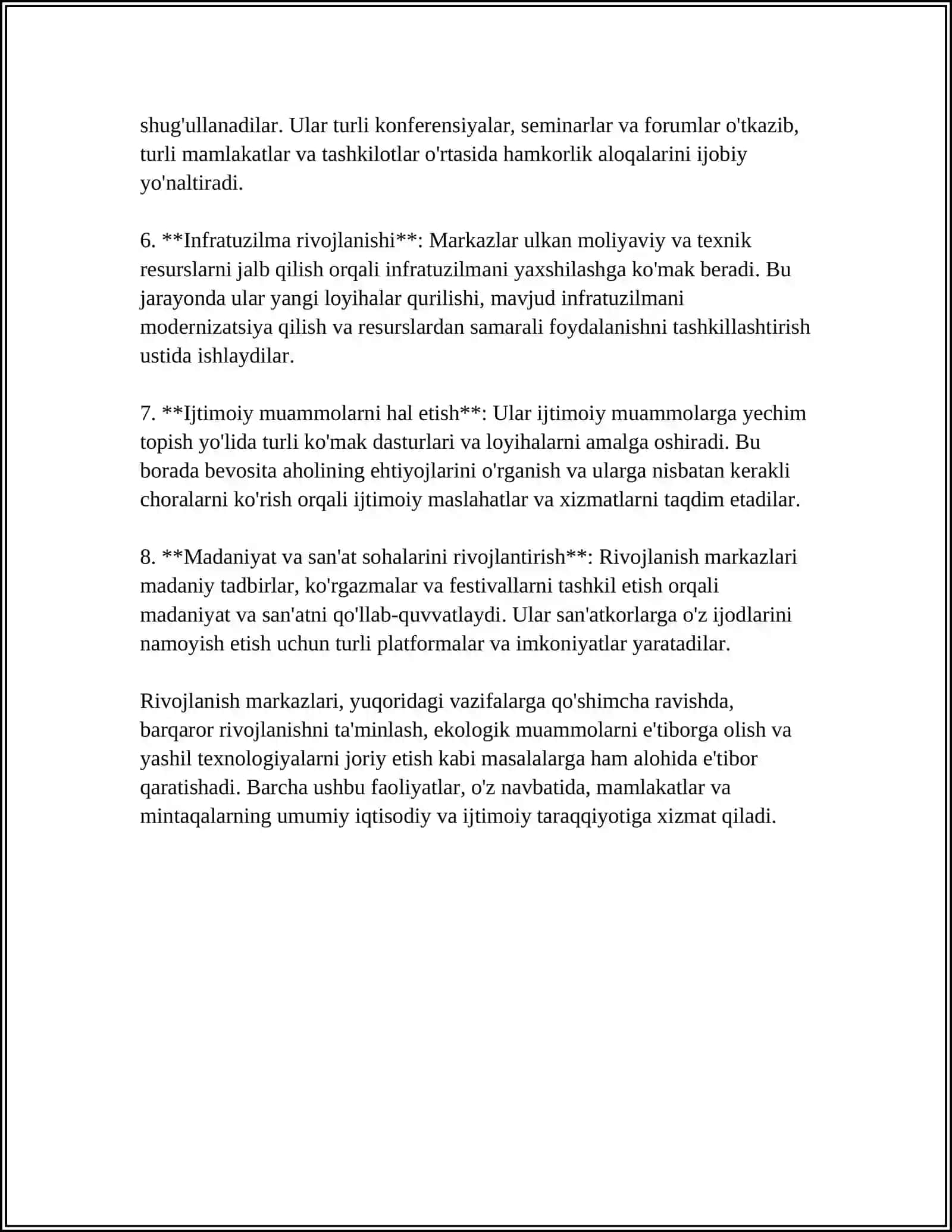 RIVOJLANISH MARKAZLARINING FAOLIYATI MAVZUSIDA YORIQNOMA 4