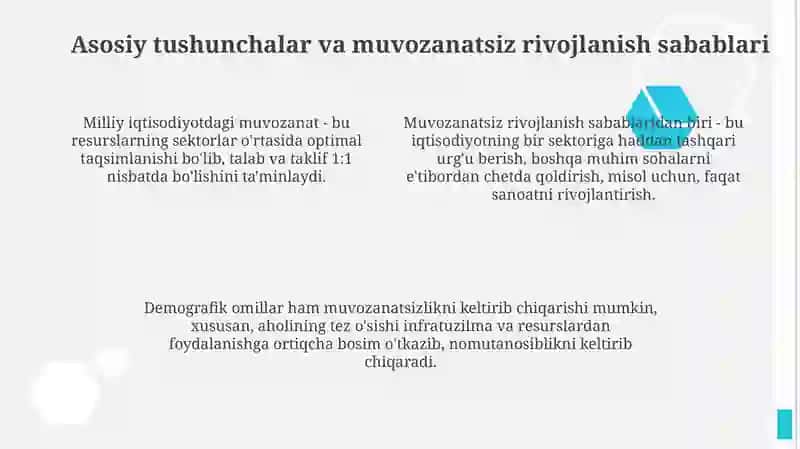 Milliy iqtisodiyotning muvozanatli va mutanosibli rivojlanishi 4
