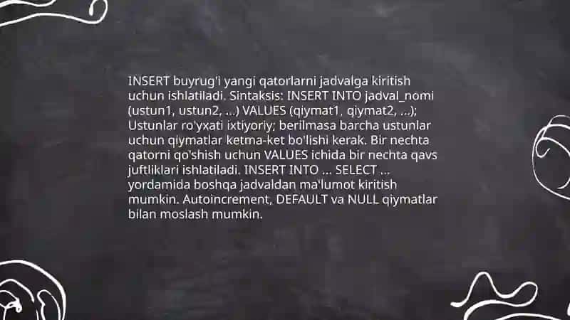 SQL asosiy buyruqlari 4