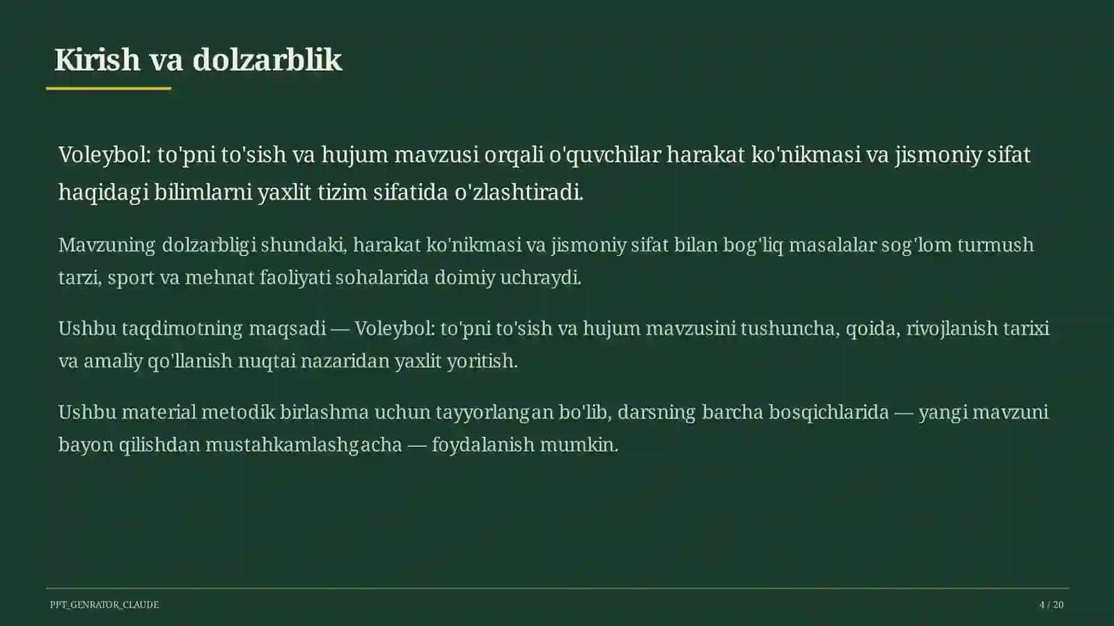 Voleybol: to'pni to'sish va hujum (7-sinf) 4