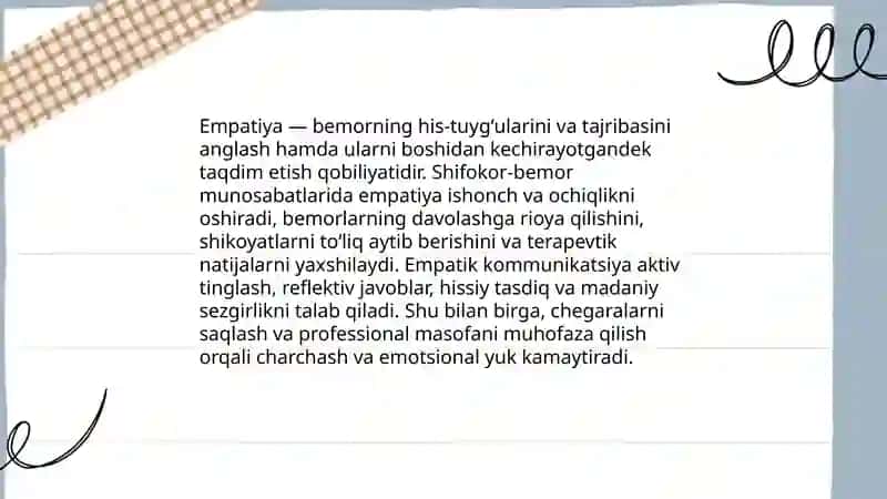 Muloqat: Shifokor bemor muloqatining psixologik xususiyatlari 4