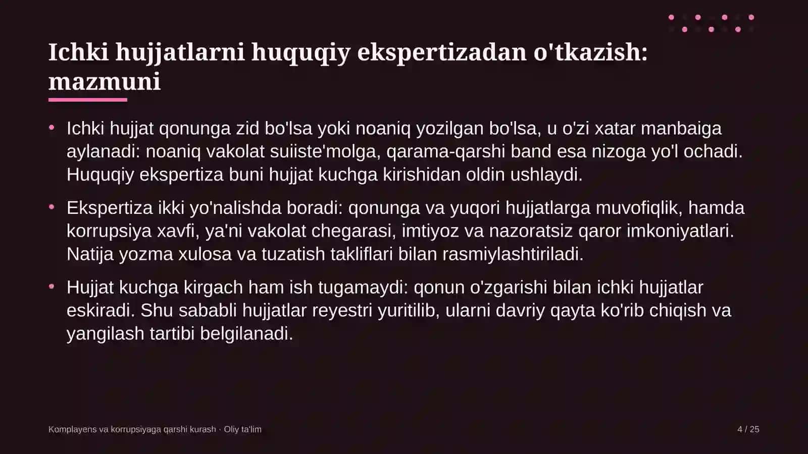 vinochilik korxonalarida ichki me'yoriy hujjatlarni huquqiy ekspertizadan o'tkazish 2301 4