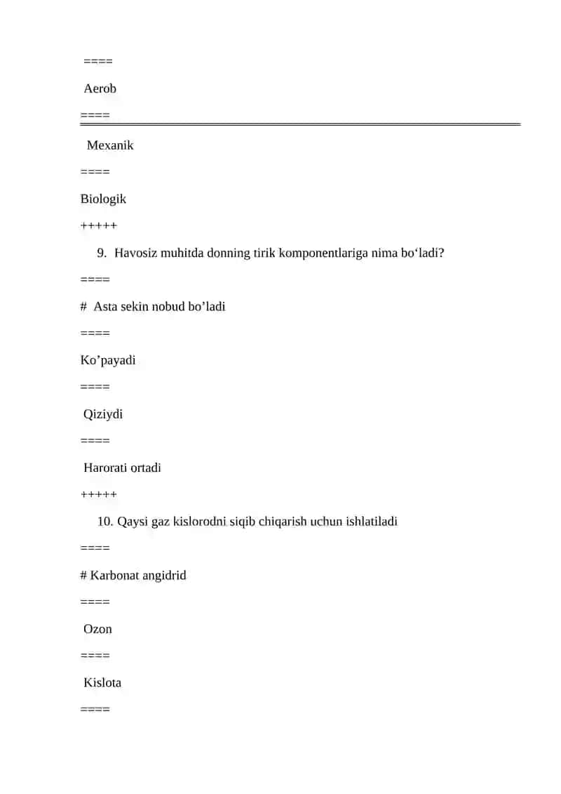 QXMT Omborda saqlanayotgan mahsulotlar kasalliklari fanidan test yakuniy 4