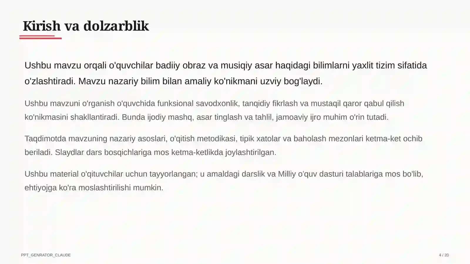 Tasviriy san'at va musiqa (1–7) — o'qituvchilar uchun 4