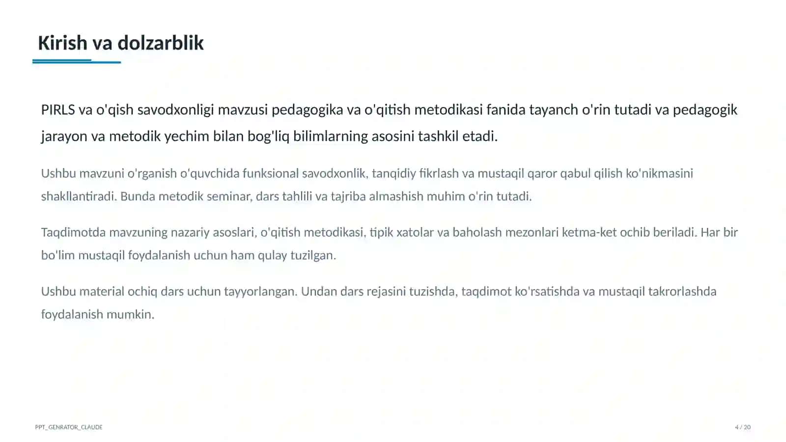 PIRLS va o'qish savodxonligi 4