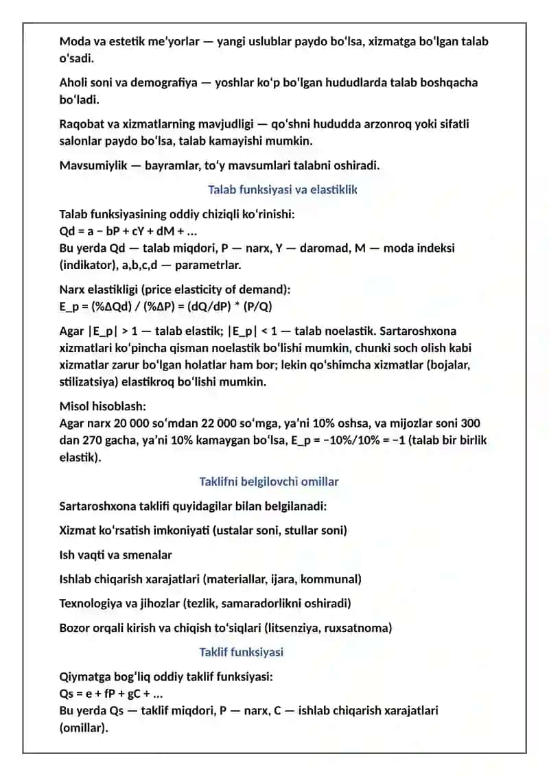 Sartaroshxona faoliyati va bozor munosabati 4