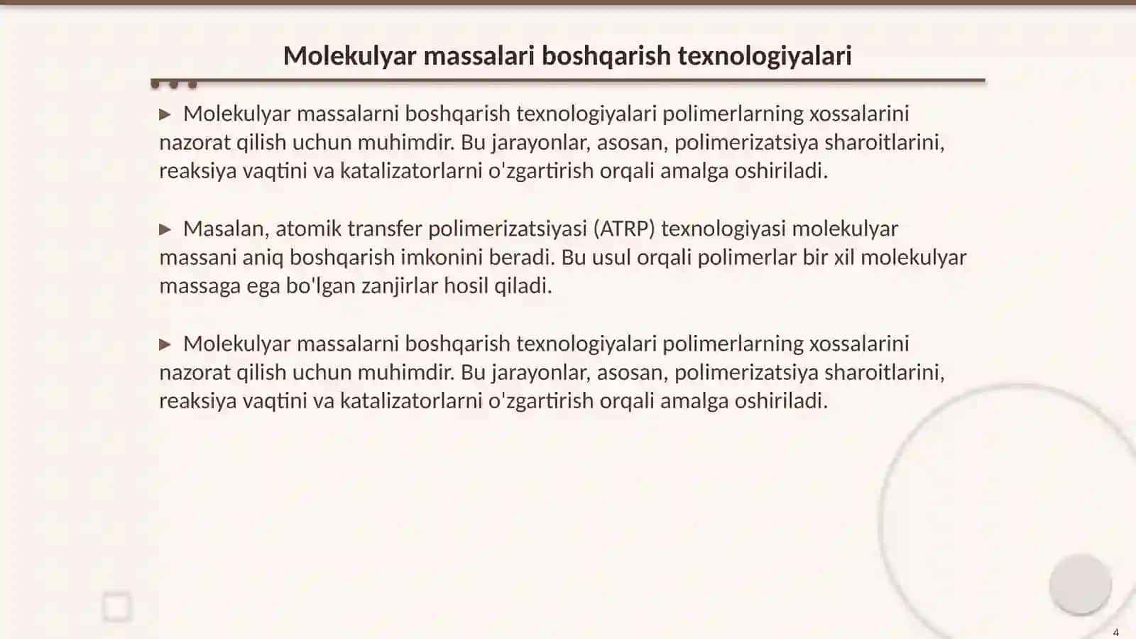 Molekulyar massali polimerlar asoslari 4