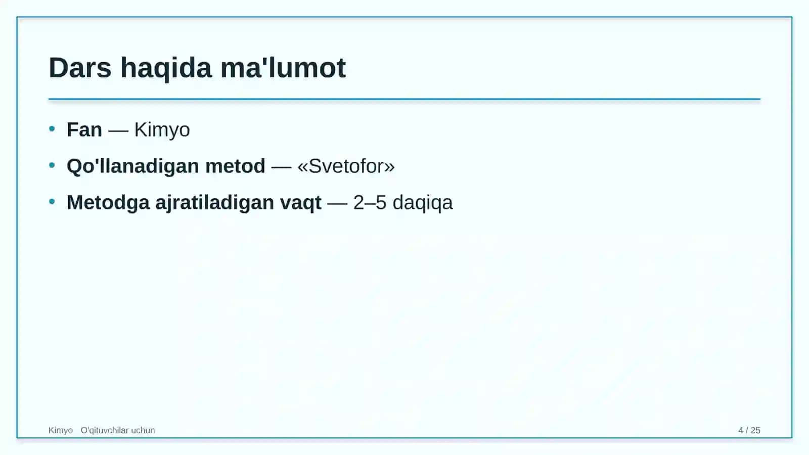 kimyo darslarida svetofor metodidan foydalanish 5424 4