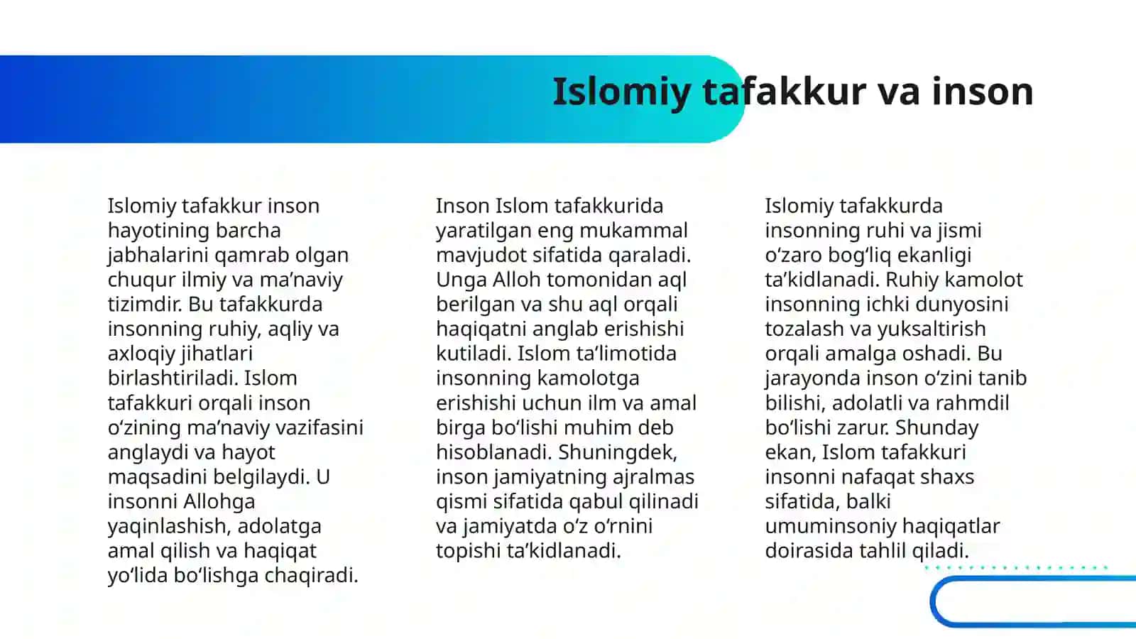 SHARQ MUTAFAKKIRLARINING ISLOM DININING INSON KAMOLOTIGA TA'SIRI HAQIDAGI GʻOYALAR 4