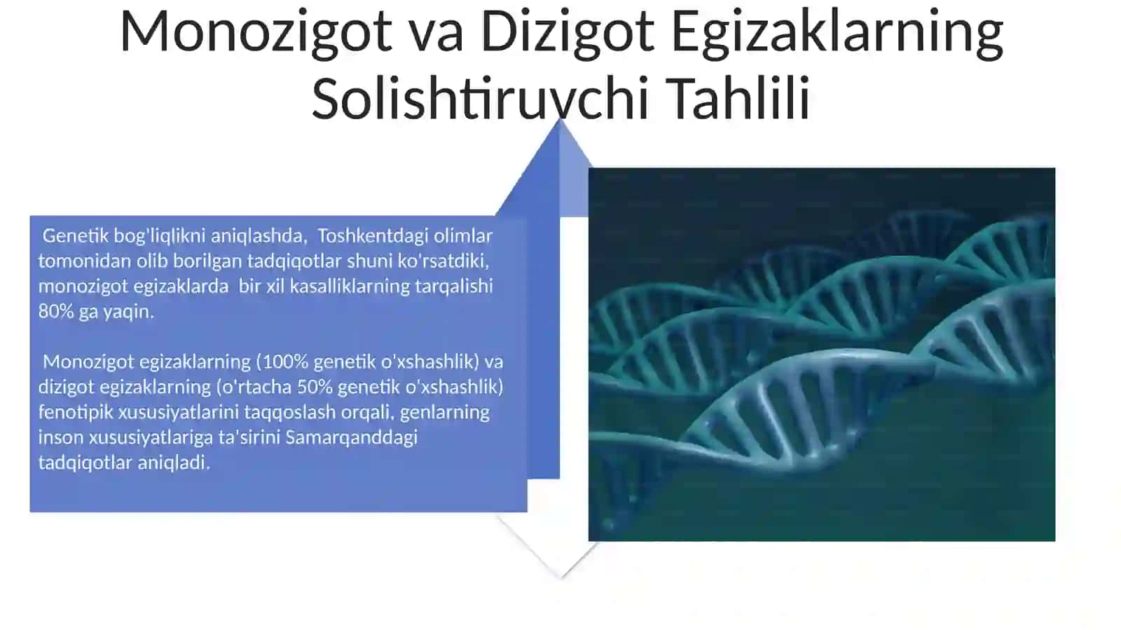 Odamlar genetikasini oʻrganish usullari genetik egizaklar usuli 4