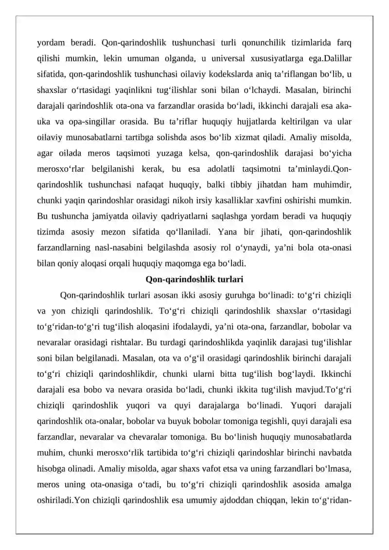 Qon-qarindoshlik. Bolalarning nasl-nasabini belgilash 4