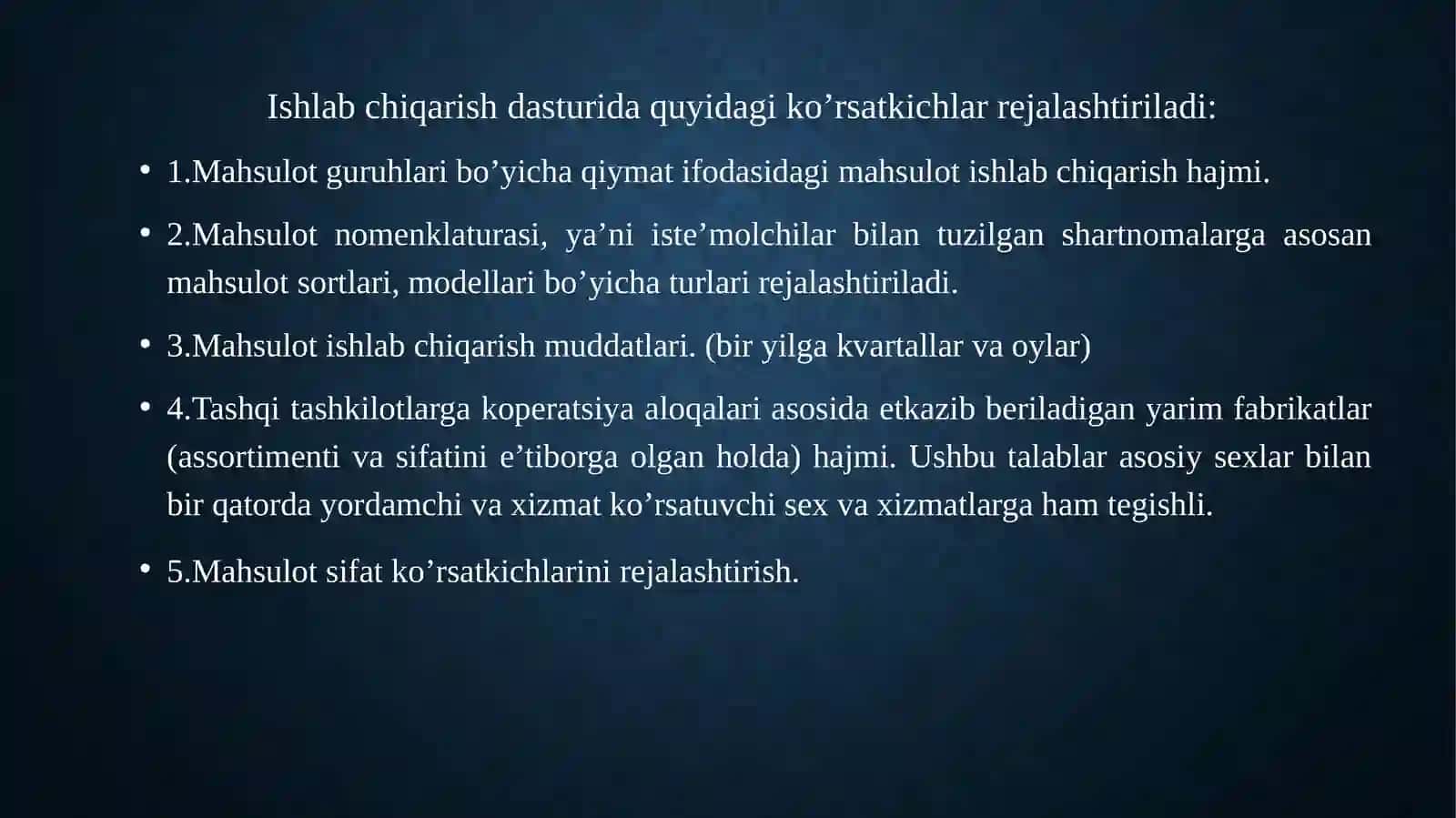 Biznes-rejada ishlabchi qarishni tashkil etish 4
