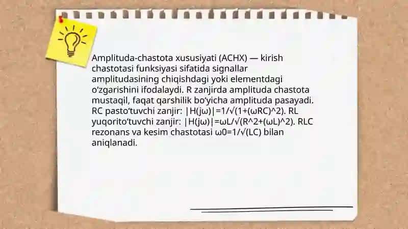R, L va C zanjirlarnish ACHX va FCHX hisoblash 4