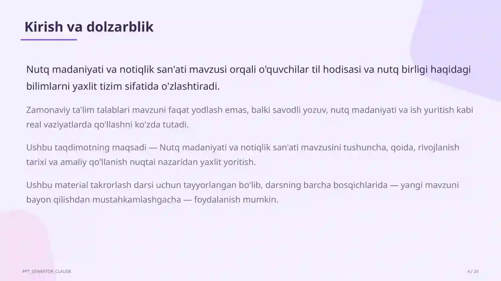 Nutq madaniyati va notiqlik san'ati (10-sinf) 4
