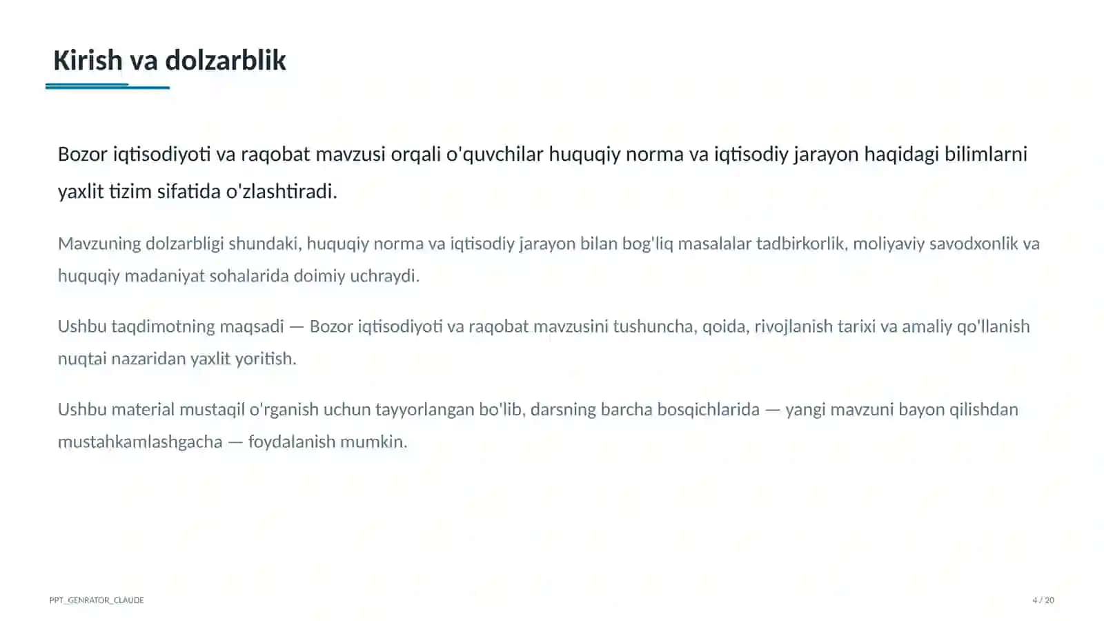 Bozor iqtisodiyoti va raqobat (10-sinf) 4