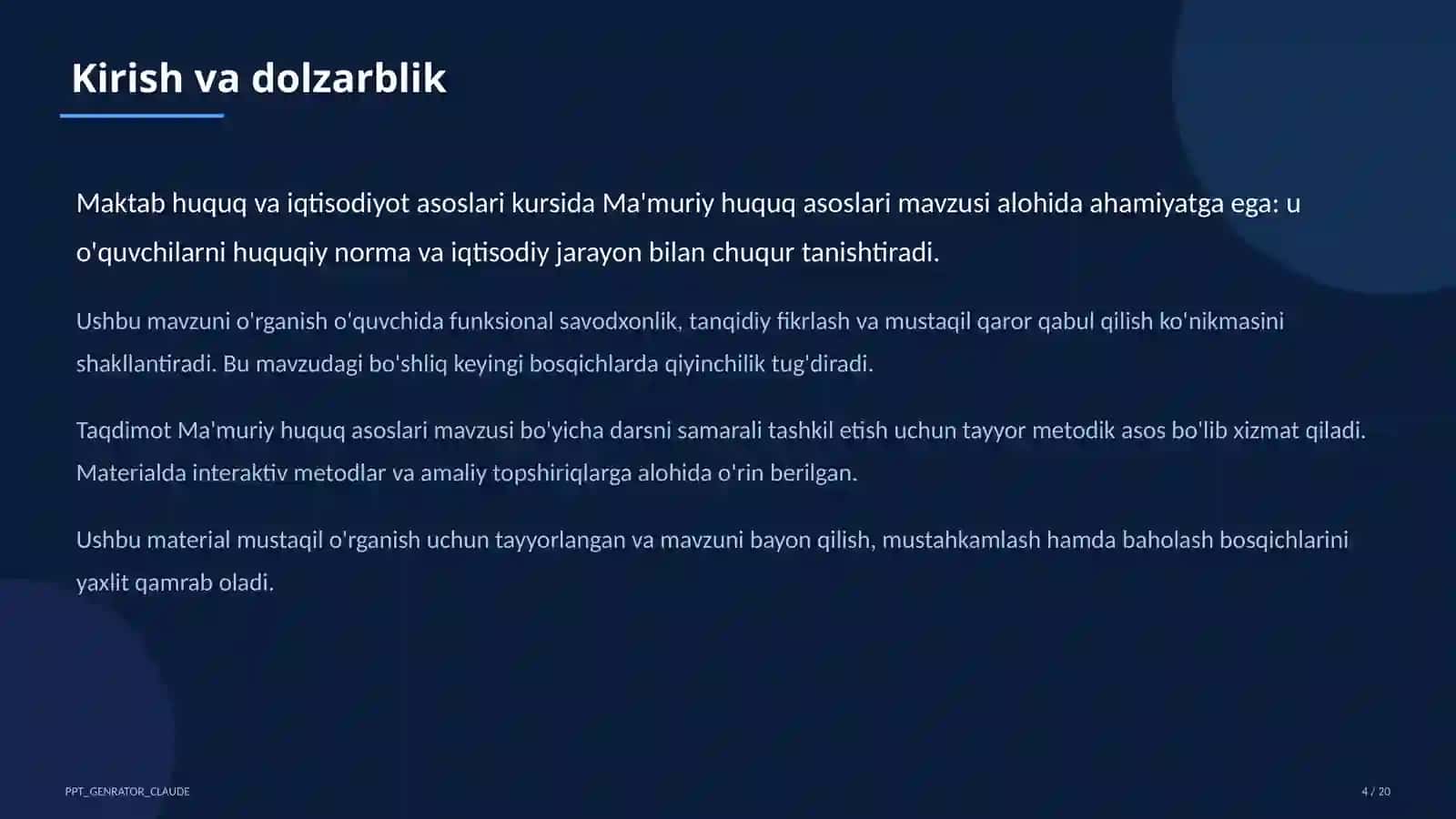 Ma'muriy huquq asoslari (10-sinf) 4