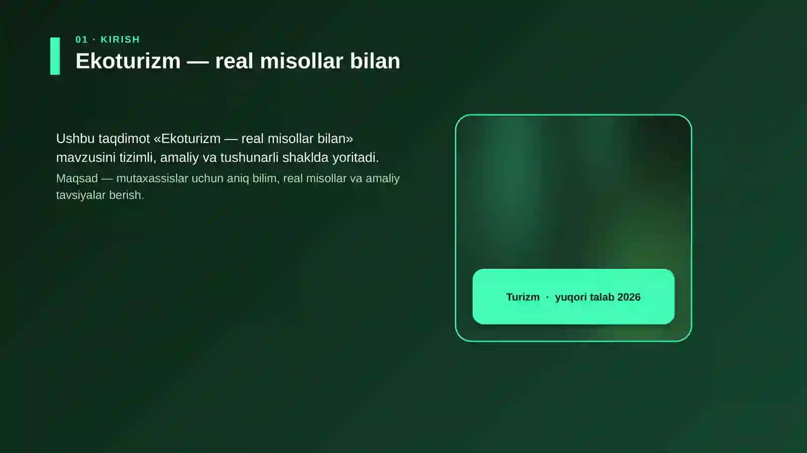 Ekoturizm — real misollar bilan 4