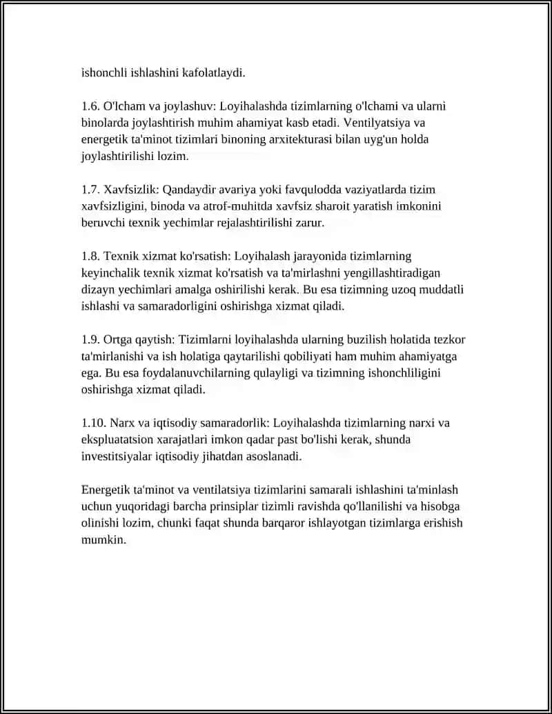 ENERGETIK TA'MINOT VA VENTILATSIYA TIZIMLARINI LOYIHALASH 4