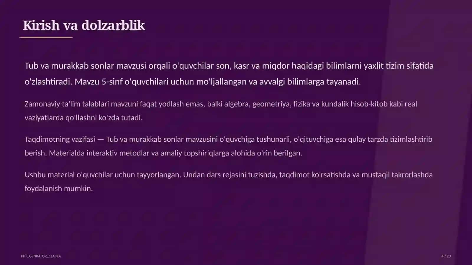Tub va murakkab sonlar (5-sinf) 4