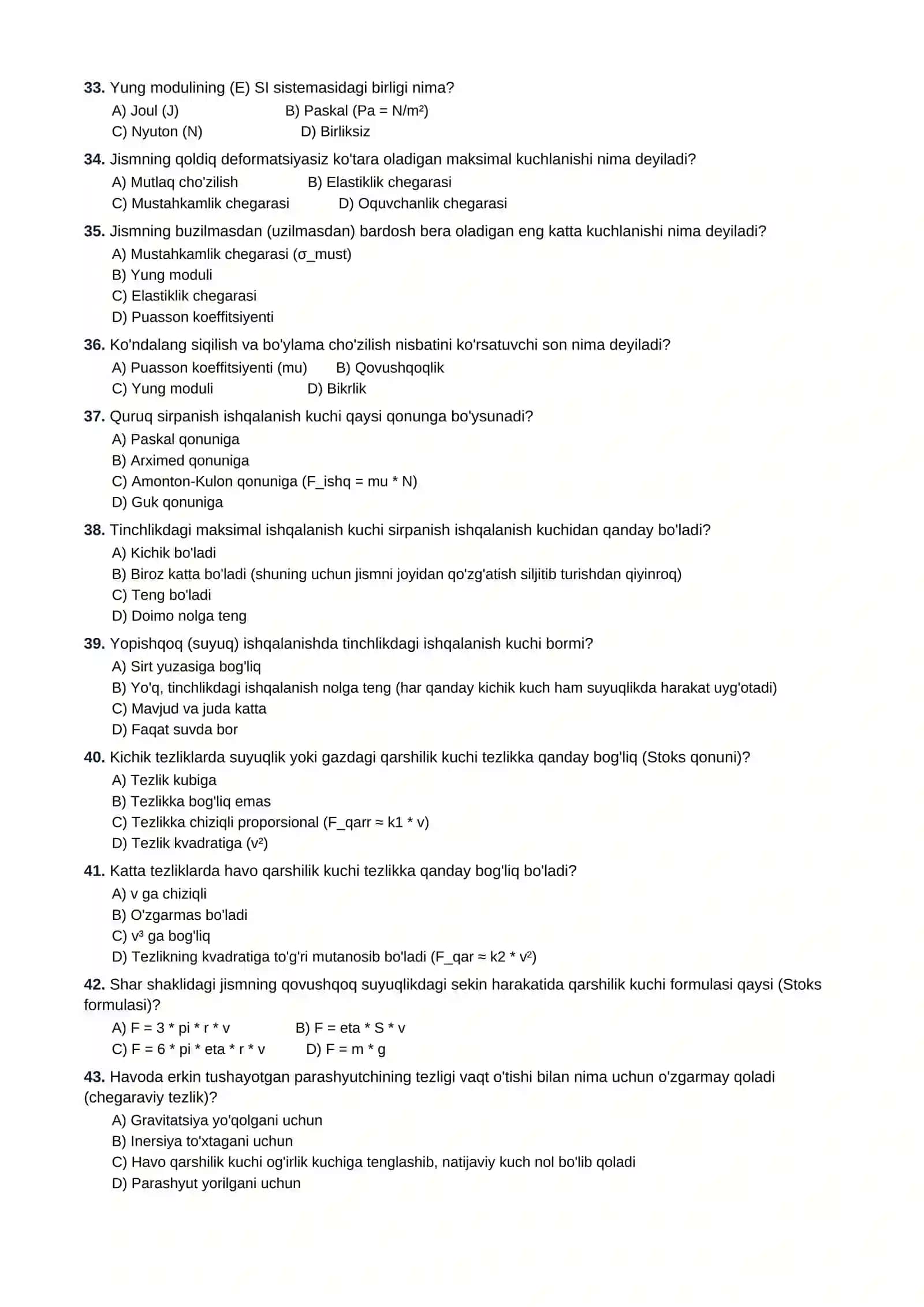 10-SINF FIZIKA FANIDAN TESTLAR TO'PLAMI 4
