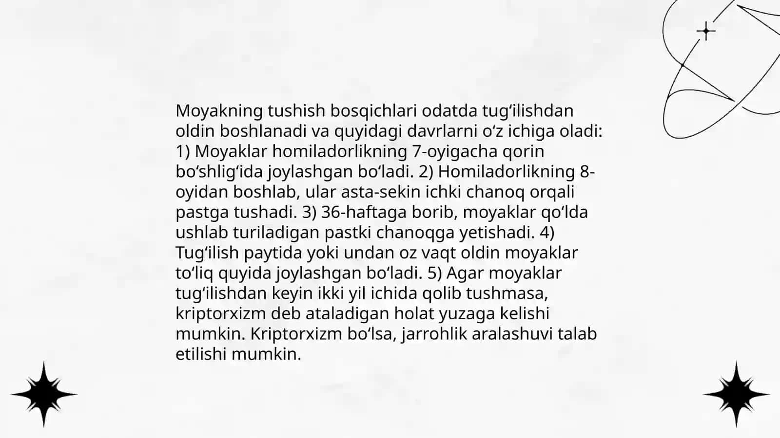 Moyakning yorg`oqqa tushish jarayoni va jinsiy a'zolarning rivojlanish nuqsonlari 4