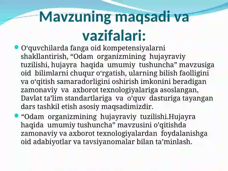 Odam organizmining  hujayraviy tuzilishi.Hujayra haqida  umumiy ma’lumot 4