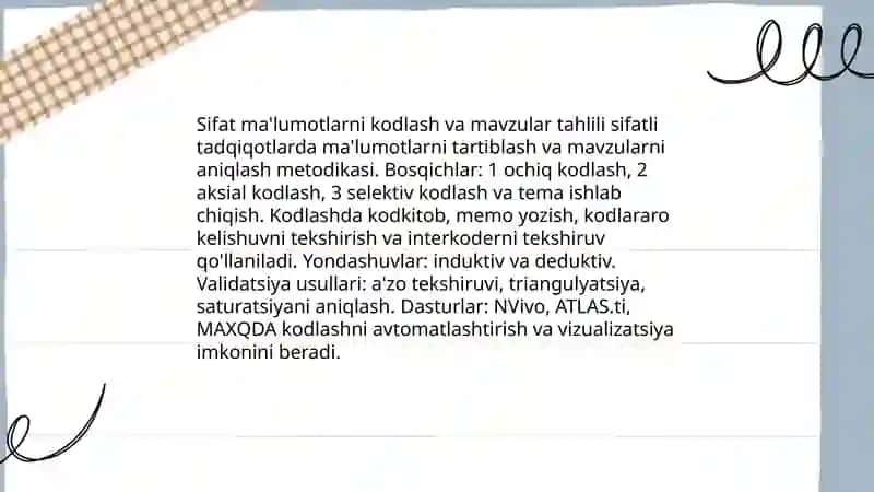 Sifat va miqdor olingan ma’lumotlar bilan ishlash usuli 4