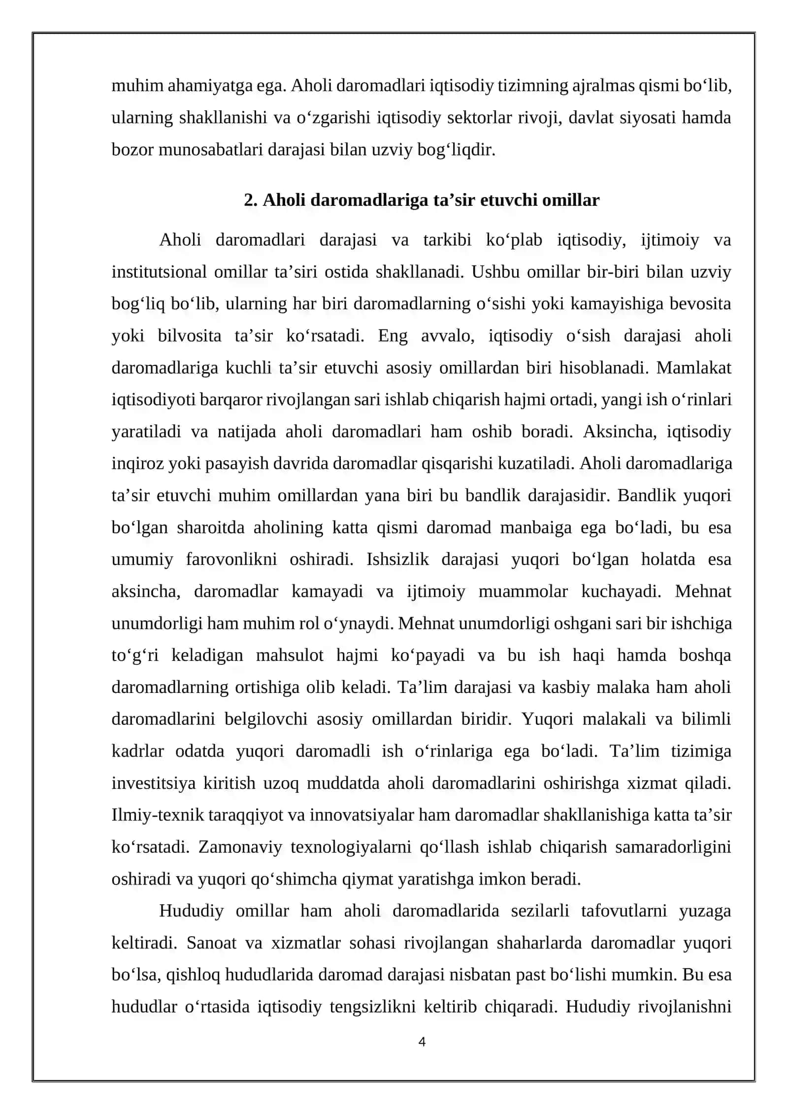 Aholi daromadlarining iqtisodiy sektorlarini rivojlanishining taʼsiri 4