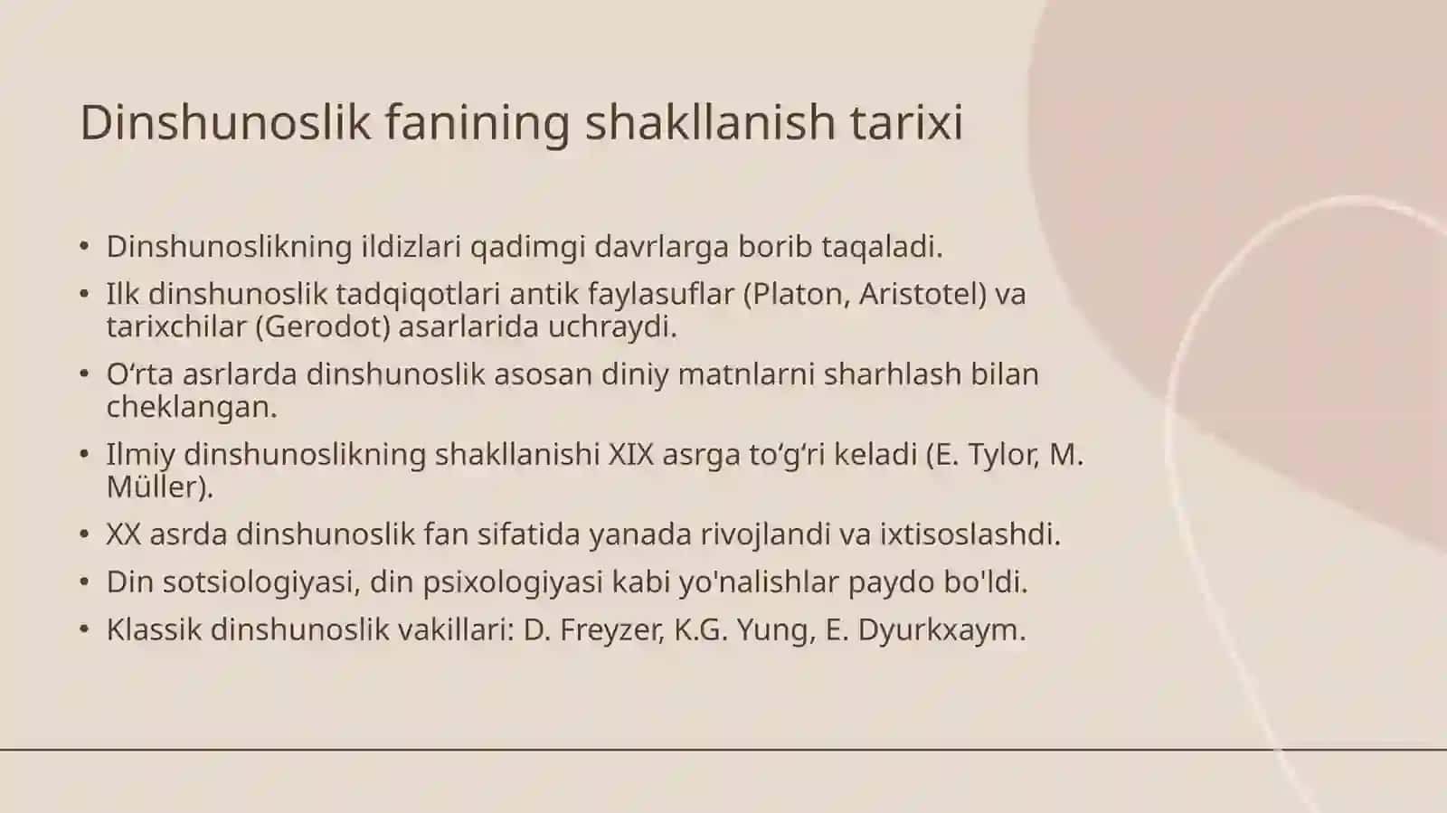 Dinshunoslik fan sifatida shakllanishi predmeti funksiyasi va kategoryalari 4
