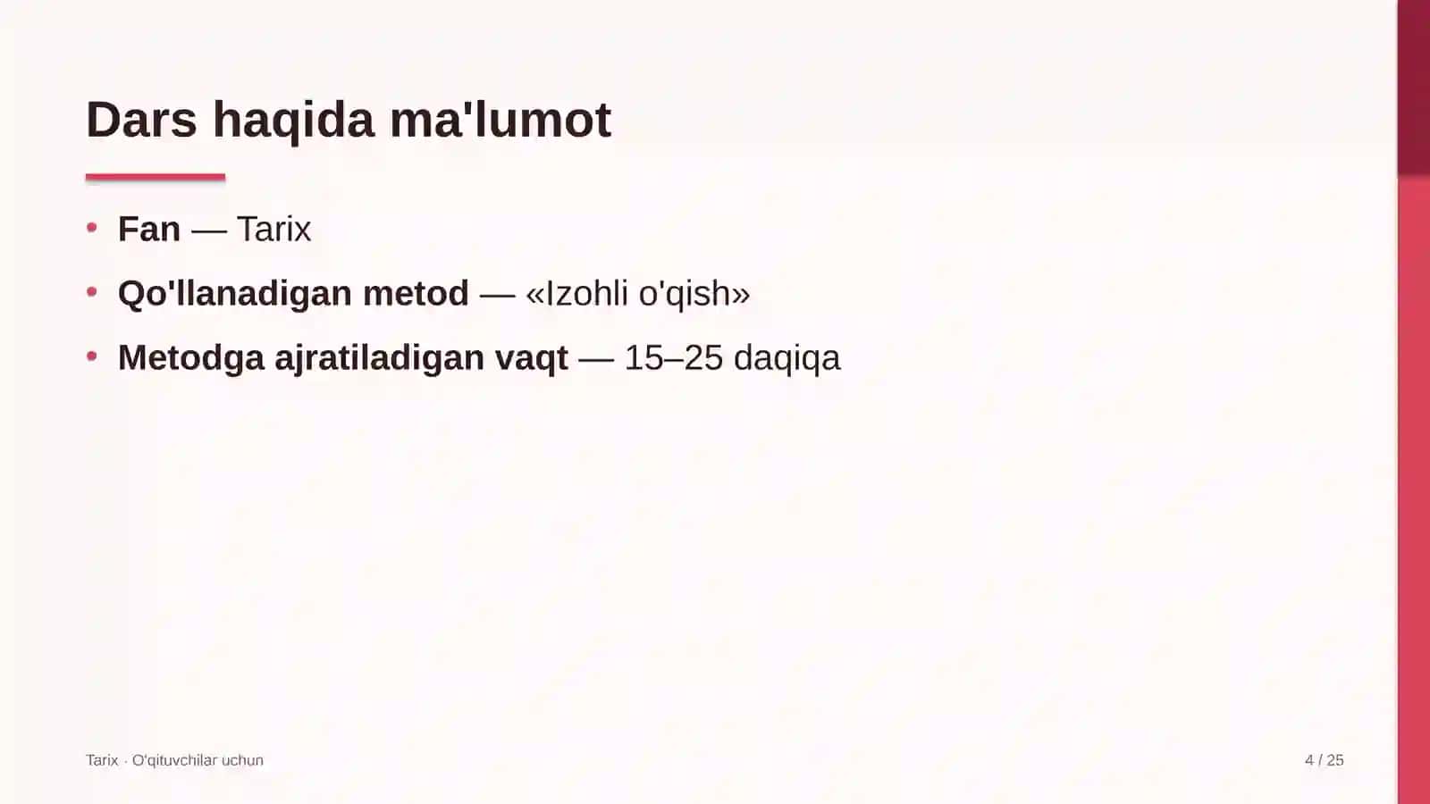 tarix darslarida izohli o'qish metodidan foydalanish 6550 4