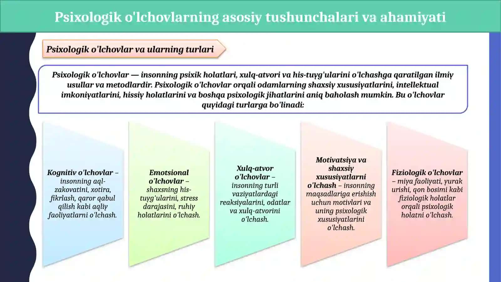 Psixologik o'lchov xususiyatlari 4