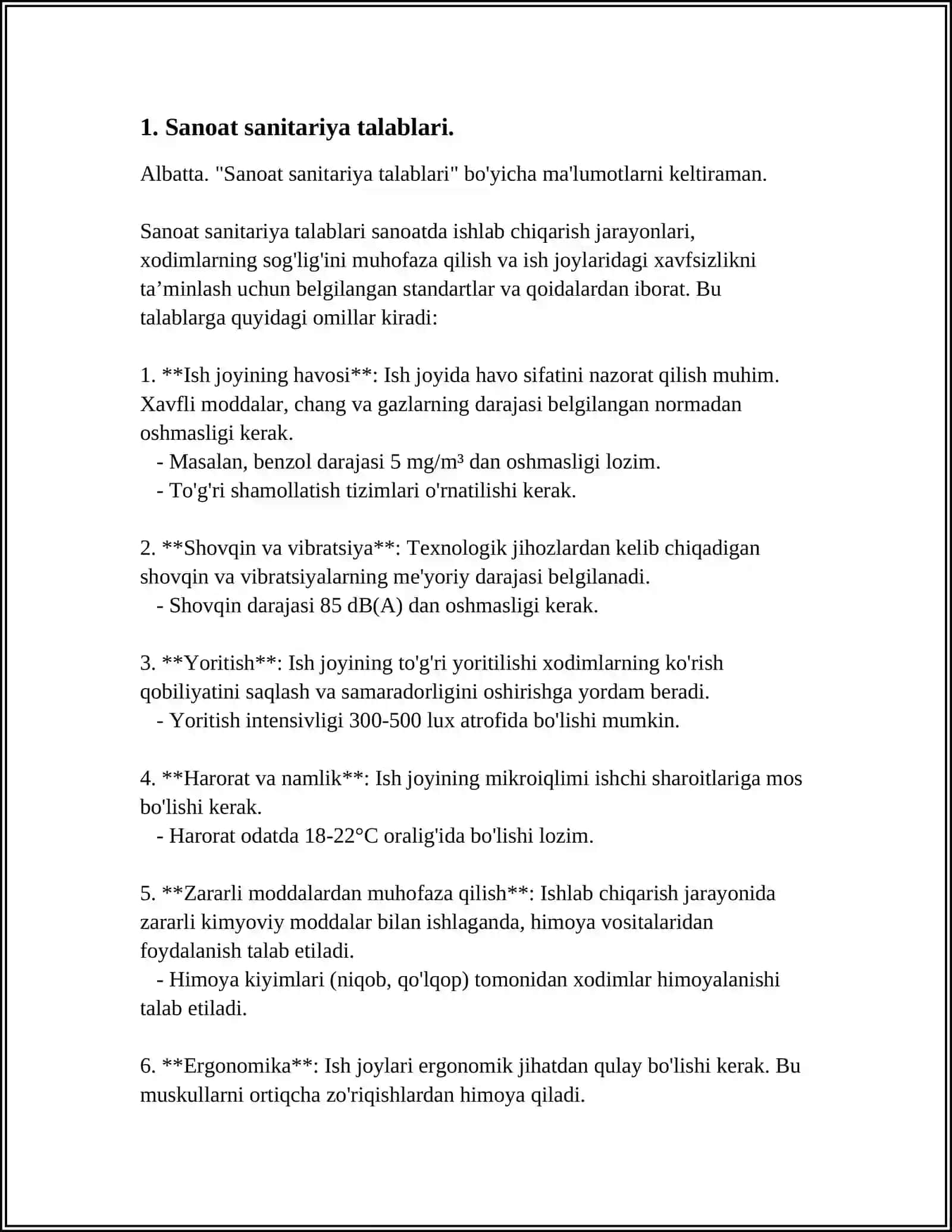 SUT VA SUT MAHSULOTLARINI ISHLAB CHIQARISHDA TEXNOLOGIK JARAYONIDA BOʻLGAN TALABLAR VA MAHSULOTNING XAVFSIZLIGI 4