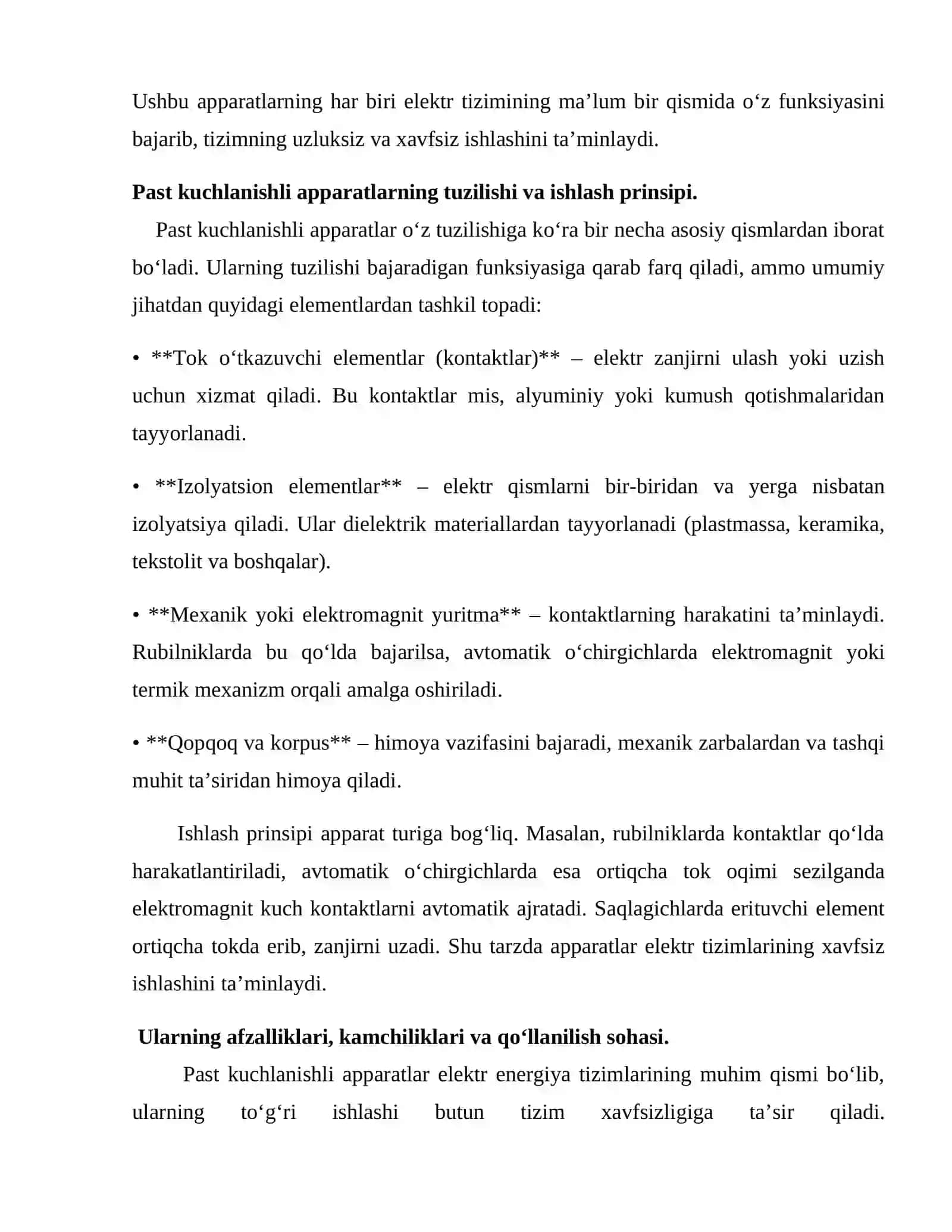 Past kuchlanishli apparatlar 4