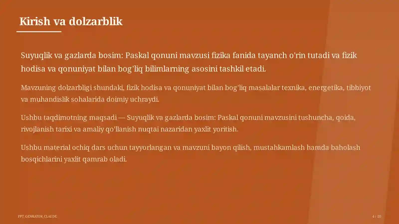 Suyuqlik va gazlarda bosim: Paskal qonuni (7-sinf) 4