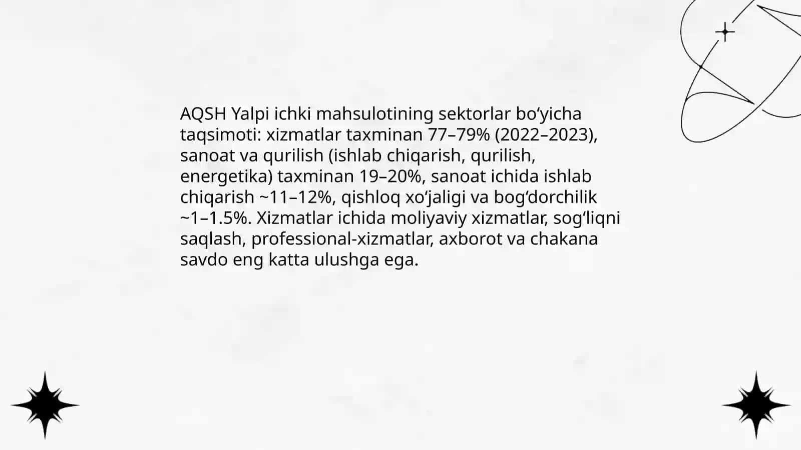 AQSH davlatining yalpi ichki mahsuloti eksport import koʻrsatkich 4