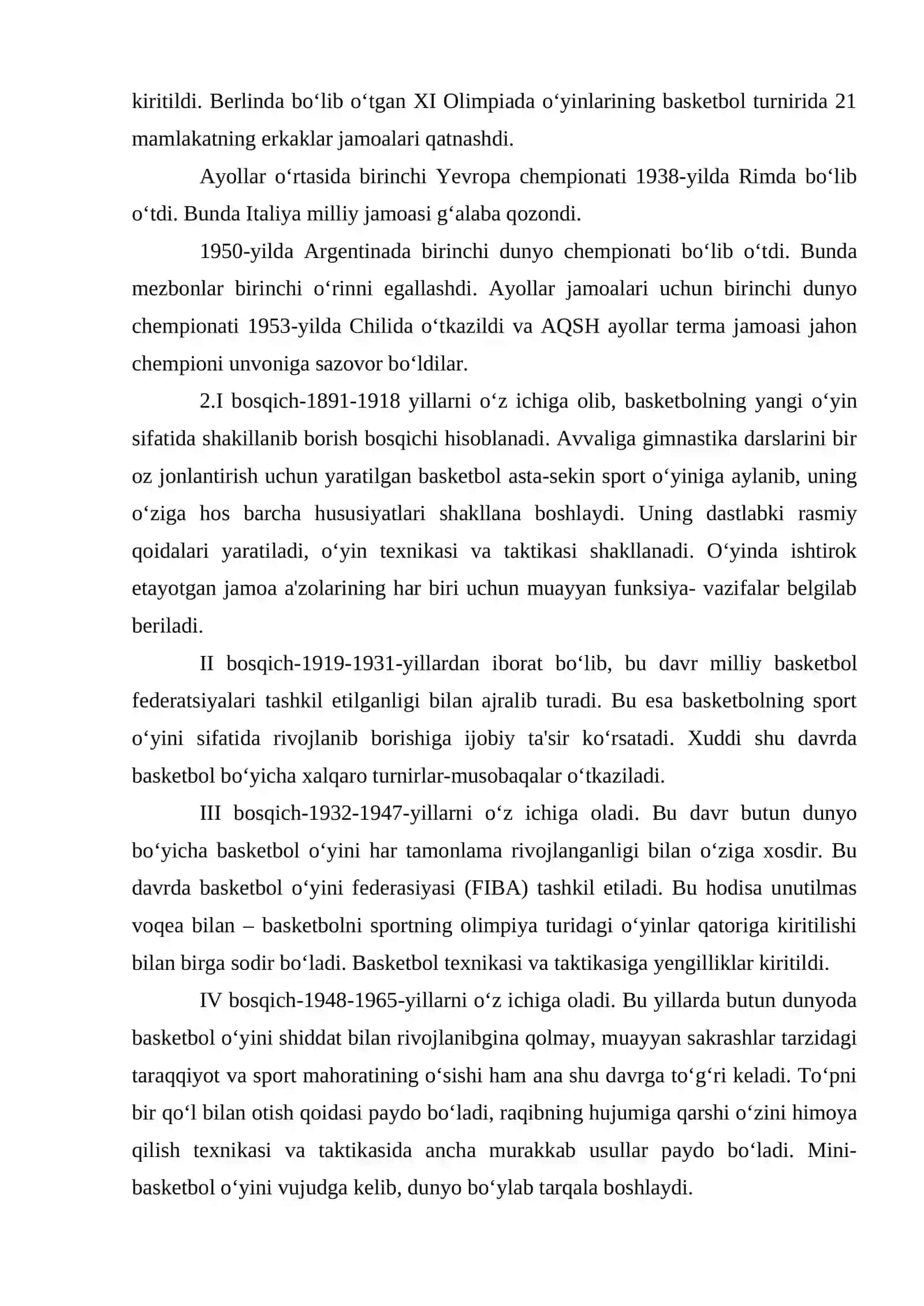 Basketbol o‘yinining O‘zbekistonda va jahonda rivojlanishi tarixi 4