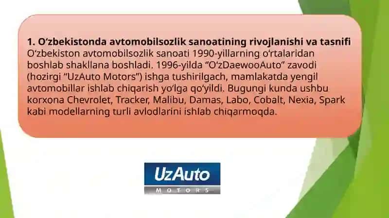 O'zbekistonda ishlab chiqarilayotgan traktor va avtomobillarning texnik ta'snifi 4
