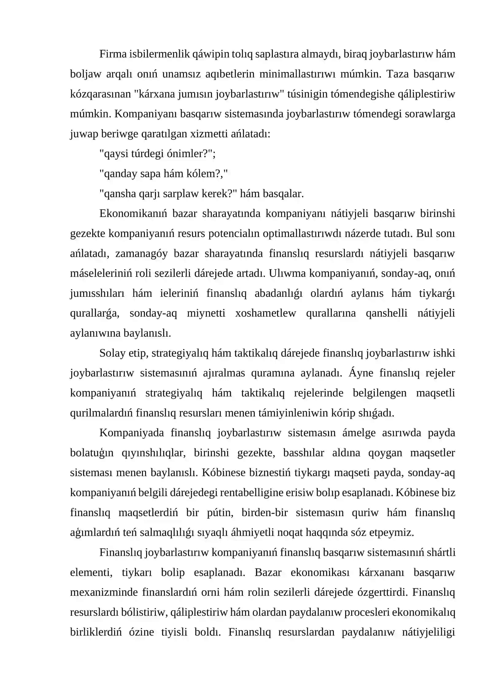 Finanslıq joybarlastırıw hám boljaw máseleleri 4