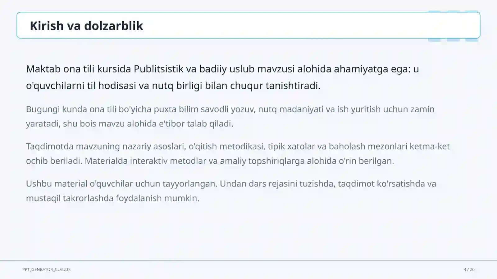Publitsistik va badiiy uslub (10-sinf) 4
