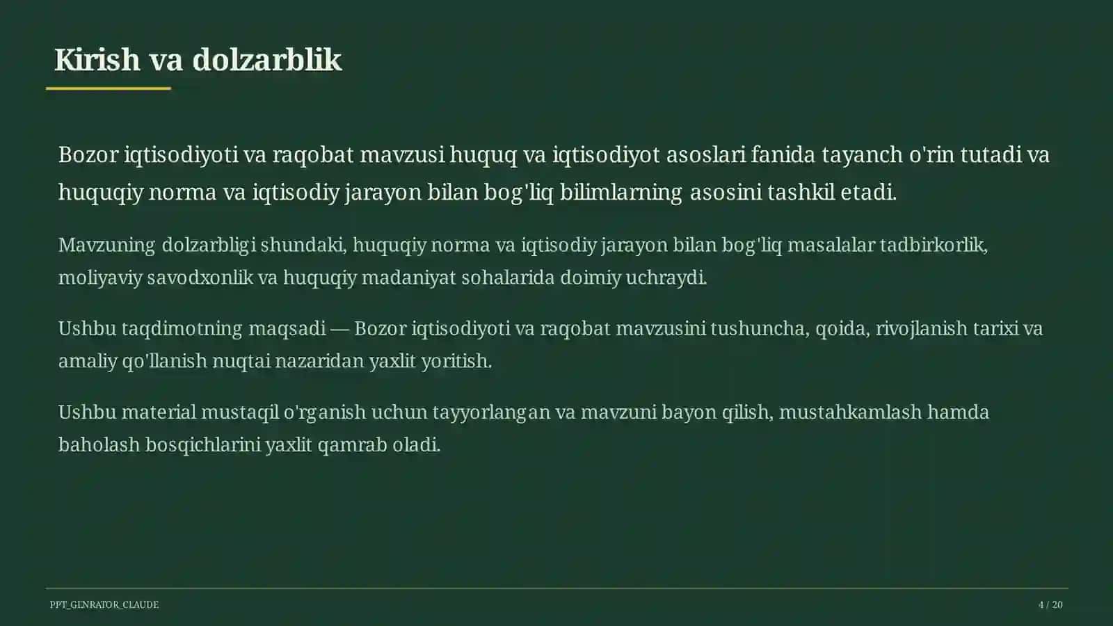 Bozor iqtisodiyoti va raqobat (10-sinf) 4