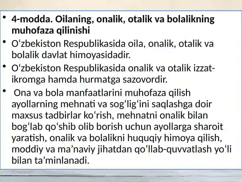 OILAPEDAGOGIKASI VA UNING MILLIY O'ZIGA XOS XUSUSIYATLARI.KORREKSION PEDAGOGIKA ASOSLARI 4