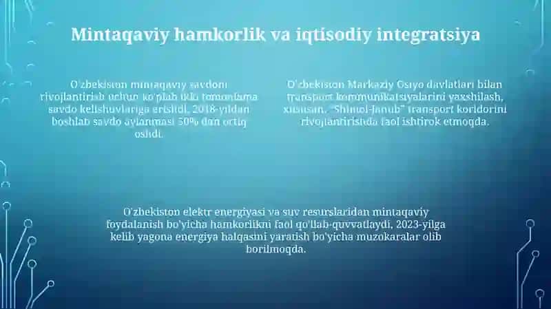 Òzbekistoning Markaziy Osiyoda tinchlik va barqarorlikni taminlashdagi orni 4