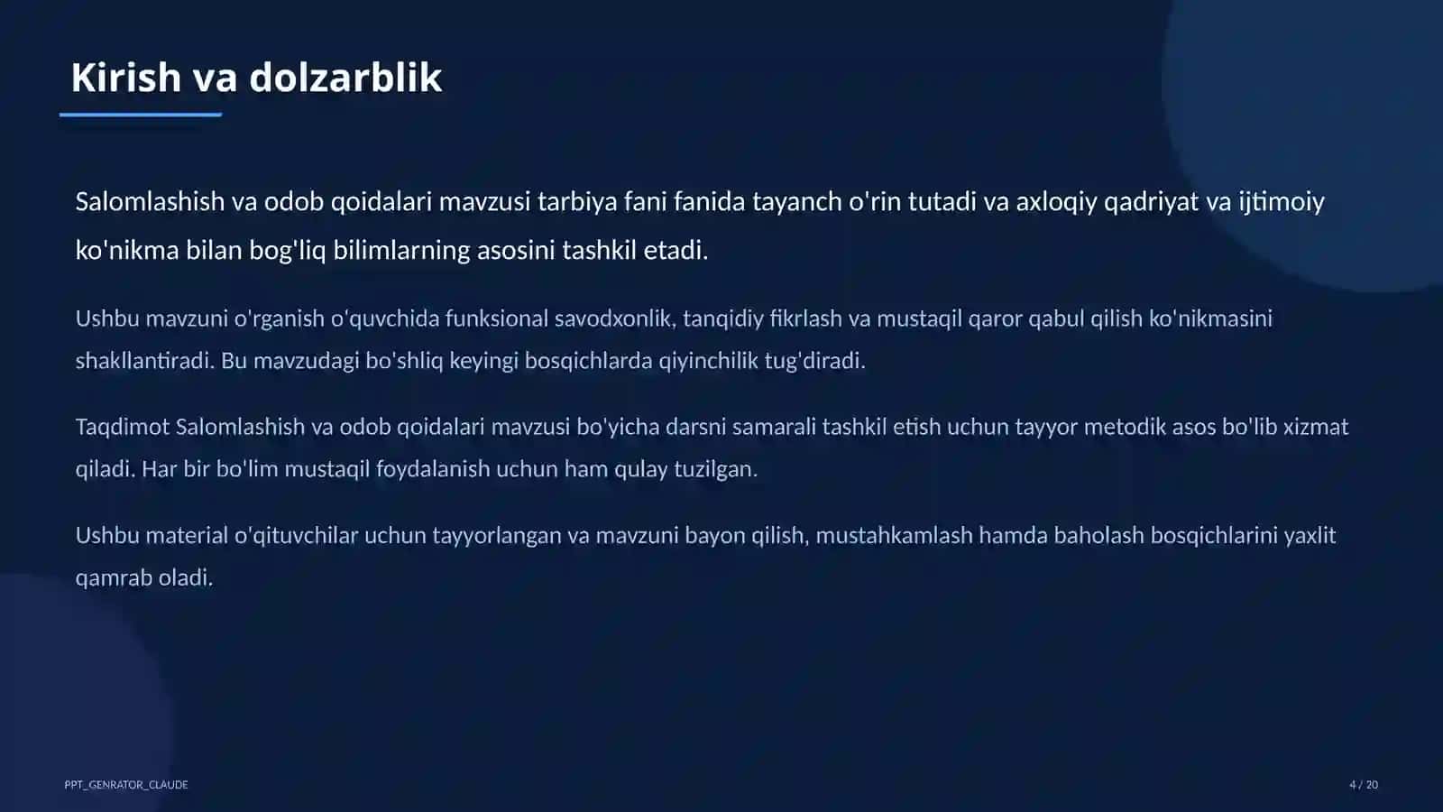 Salomlashish va odob qoidalari (1-sinf) 4