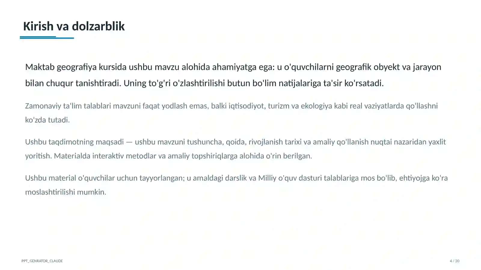 Turizm geografiyasi va O'zbekistonning turistik salohiyati (11-sinf) 4