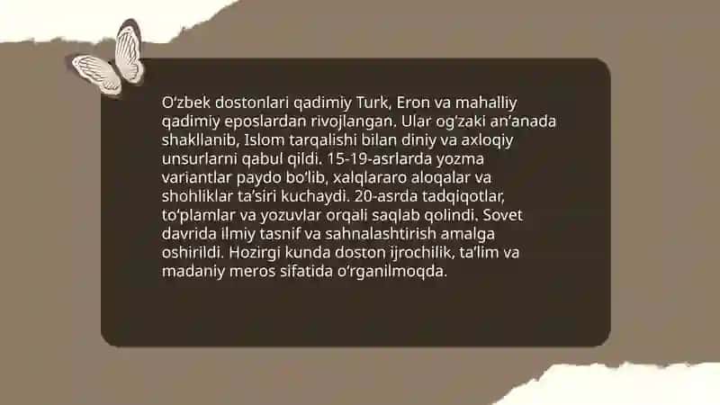 Oʻzbek folklorida doston va uning turlari 4