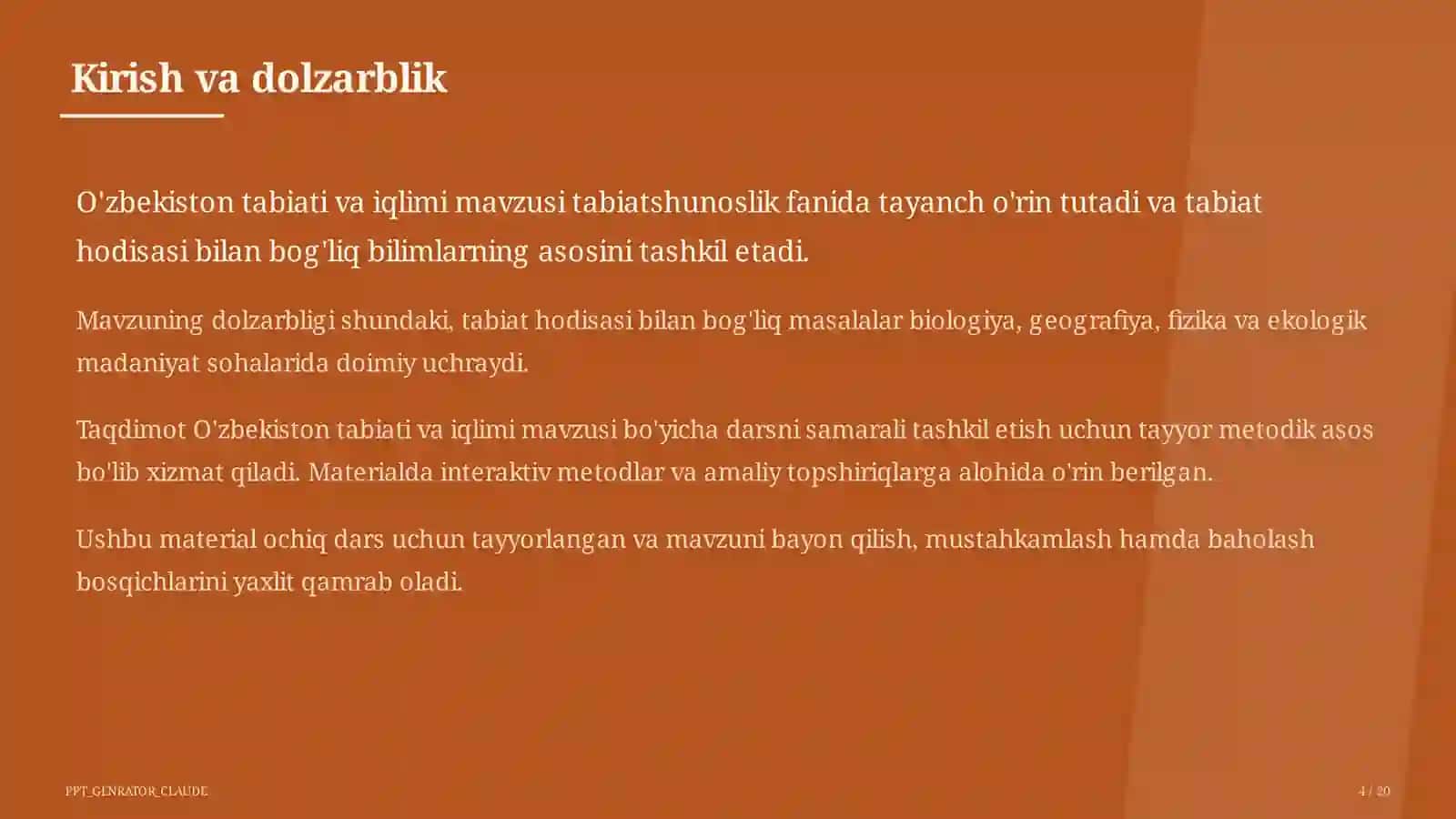 O'zbekiston tabiati va iqlimi (4-sinf) 4