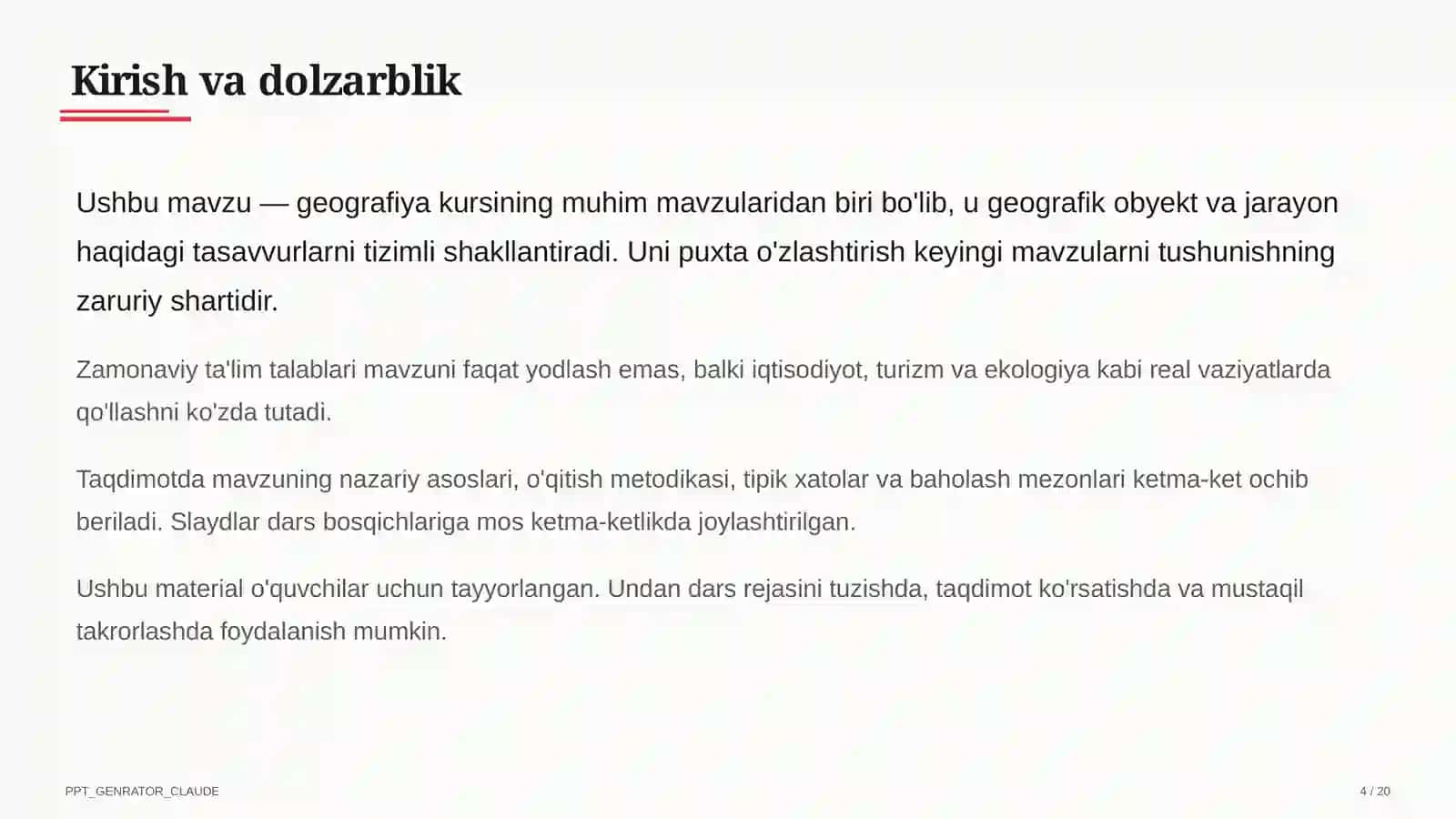 Turizm geografiyasi va O'zbekistonning turistik salohiyati (11-sinf) 4
