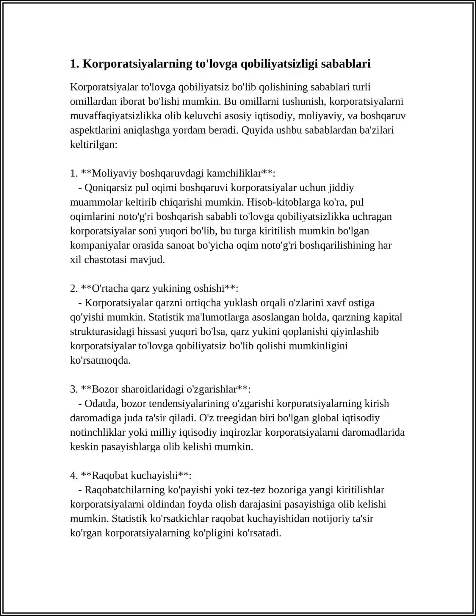 KORPORATSIYALARNING TO'LOVGA QOBILYATSIZLIGI TUSHUNCHASI 4